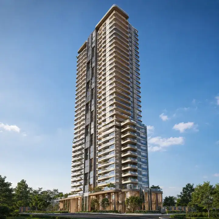 Brigade Granada tower exterior at the 40-acre integrated township on Kadugodi-Hoskote Road, Whitefield